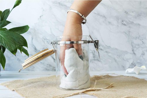 IDEALUX Glass Storage Jar with wooden Locking Clamp, Coffee Bean & Kitchen Food Container, Glass Sourdough Starter Jar (2PACK 50 OZ)