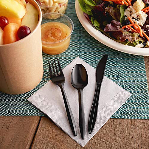 1000 Plastic Spoons Black Medium Weight | Plastic Cutlery Disposable Teaspoons Utensils | Bulk Durable Plasticware Cutlery | Great For Celebrations, Parties, Travels, Events, And Everyday Use