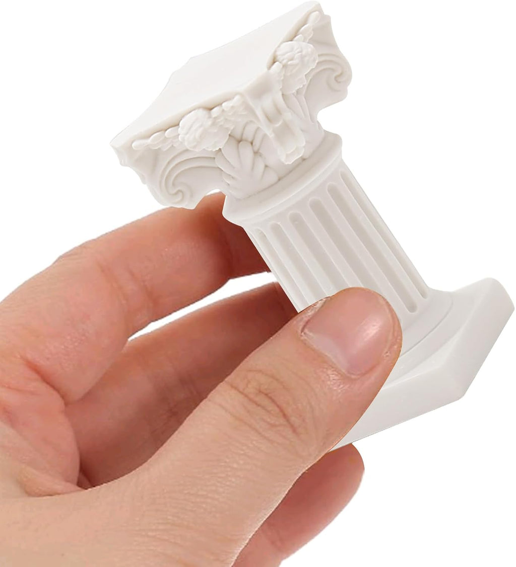 Saihisday Mini Roman Pillar Greek Columns - 5Pcs Resin Artistic Ornaments for Wedding Decor | 1.18" x 1.18" x 2.56" (White)