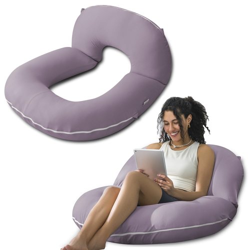 INSEN Reading Pillow, Back Pillow for Sitting in Bed and Couch, Gaming Pillow for Adults, Sit Up Support for Bed, Soft Cotton Jersey, Purple