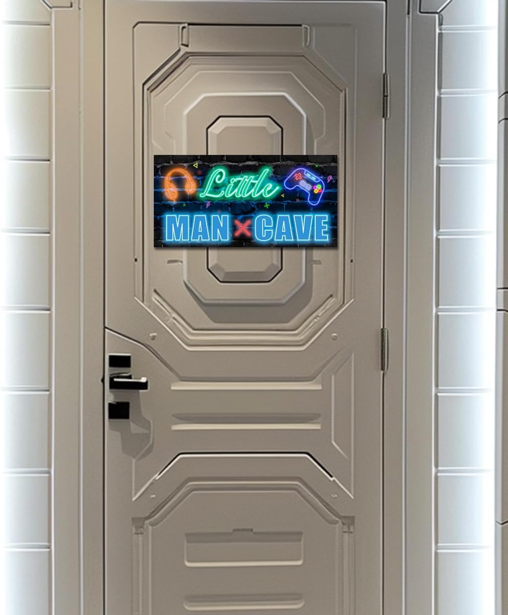 XIULUAN Gaming Room Decor - Blue Wall Sign for Kids' Game Playroom | 10x5 Inches Little Man Cave