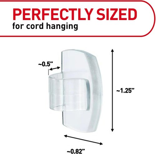 Command Round Cord Clips - Damage-Free Cable Management | 40 Clear Clips with 48 Strips