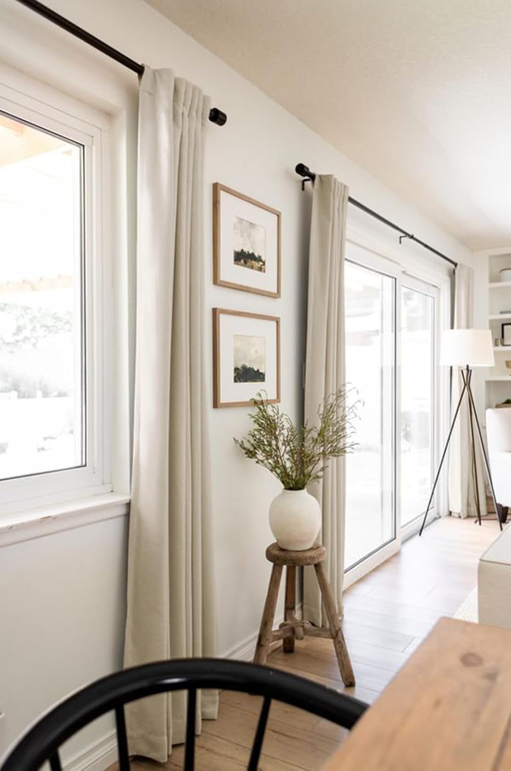 Skiennix 100% Blackout Linen Curtains - Thermal Insulated Drapes for Bedroom | 50" W x 90" L, Oatmeal