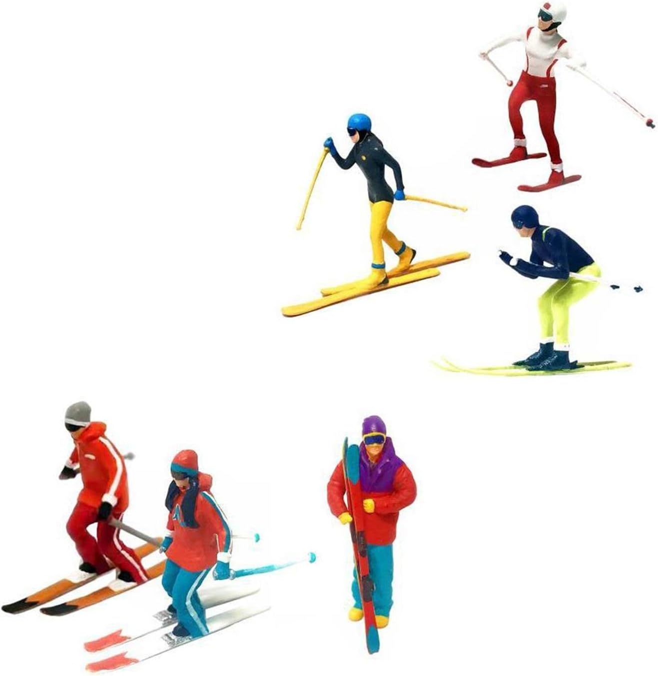 Skiennix Miniature Skiing Figures - 6Pcs Hand-Painted Accessories for DIY Projects & Decor