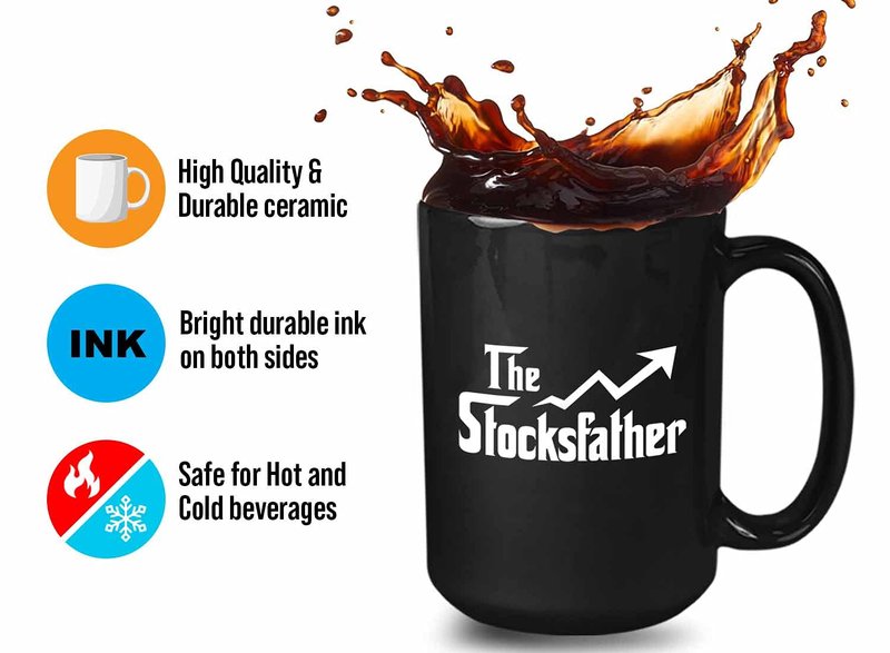 Stock Trader Coffee Mug - The Stocksfather - Investment Stock Market Traders Brokers Financial Adviser 15oz Black