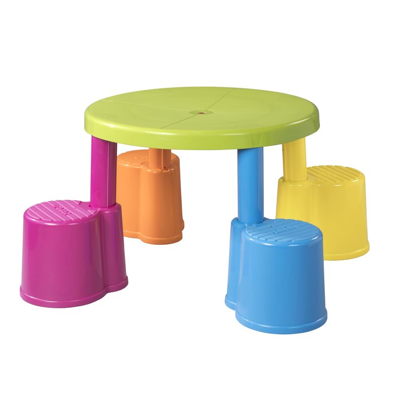 Back2School Express Swivel & Sit Kids Table and Stools Set, Plastic Table, Vibrant