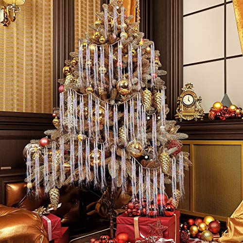 Silver Iridescent Tinsel Icicles Garland for Christmas Tree - 10000 Strands