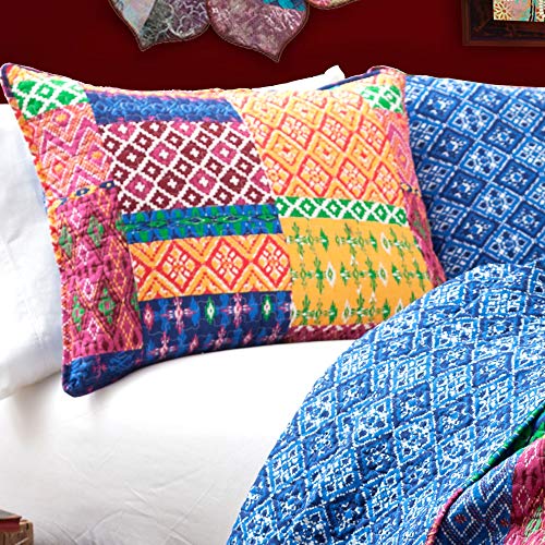 Reversible Cotton Quilt King Size Set - 3 Piece Boho Bedding