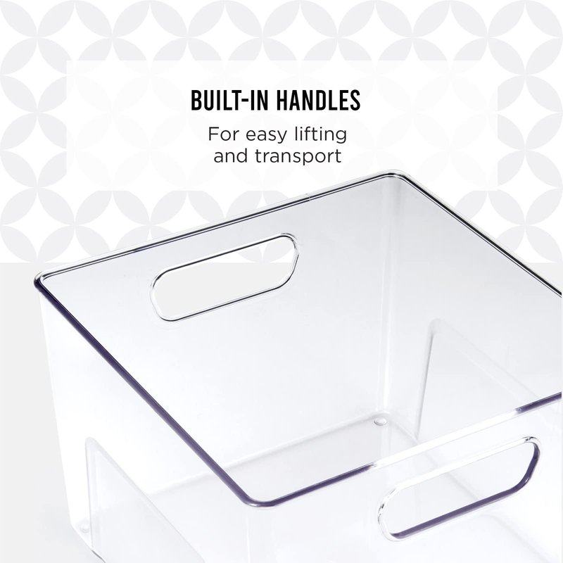 Copco Narrow Clear Bin, 10.5 x 4.5 x 6-Inch, for Kitchen, Fridge, Pantry, Laundry, and More