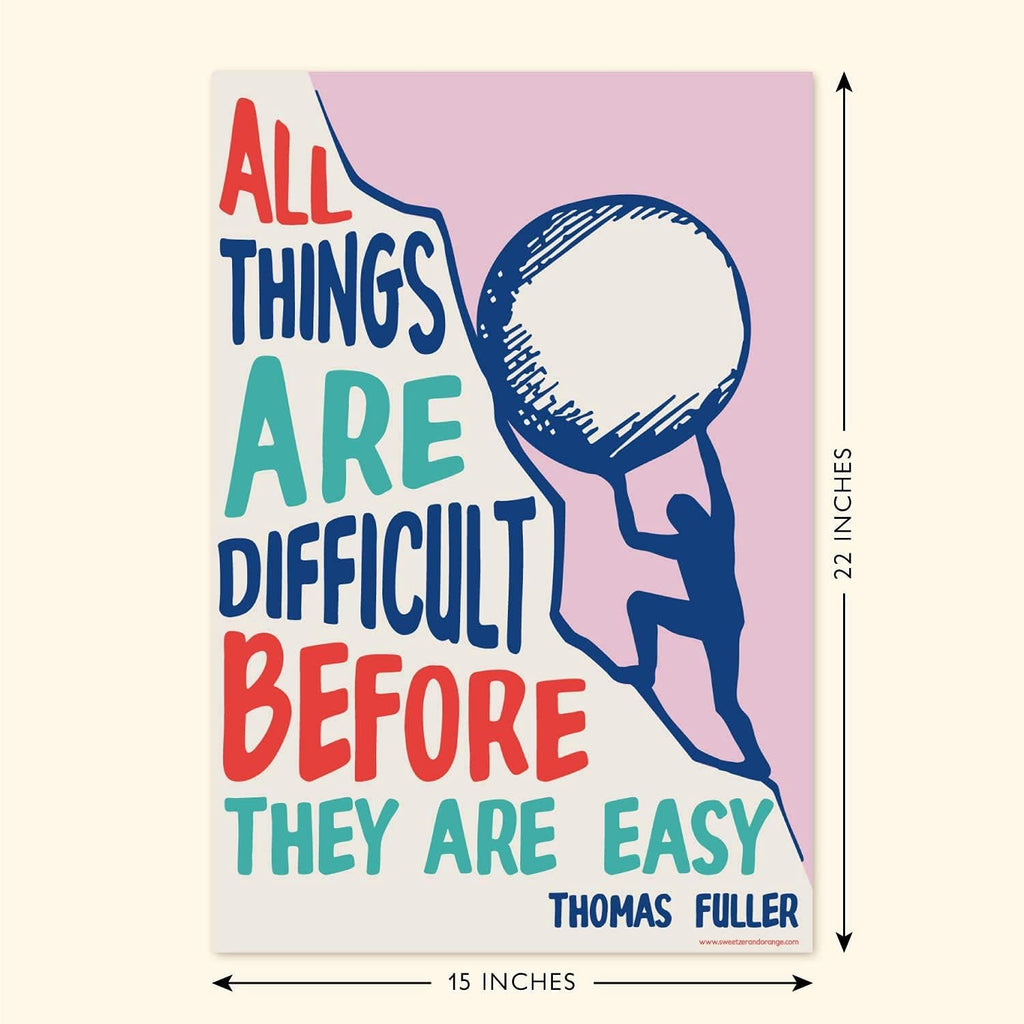 Sweetzer & Orange Growth Mindset Posters - Motivational Wall Art for Classrooms | Set of 13, 15 x 22”