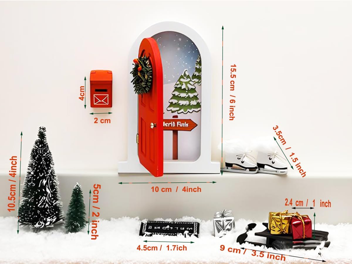 Tonttuovi Miniature Elf Door - Wooden Christmas Elf Accessories for Wall Decor | Perfect for Elf Arrival Ideas
