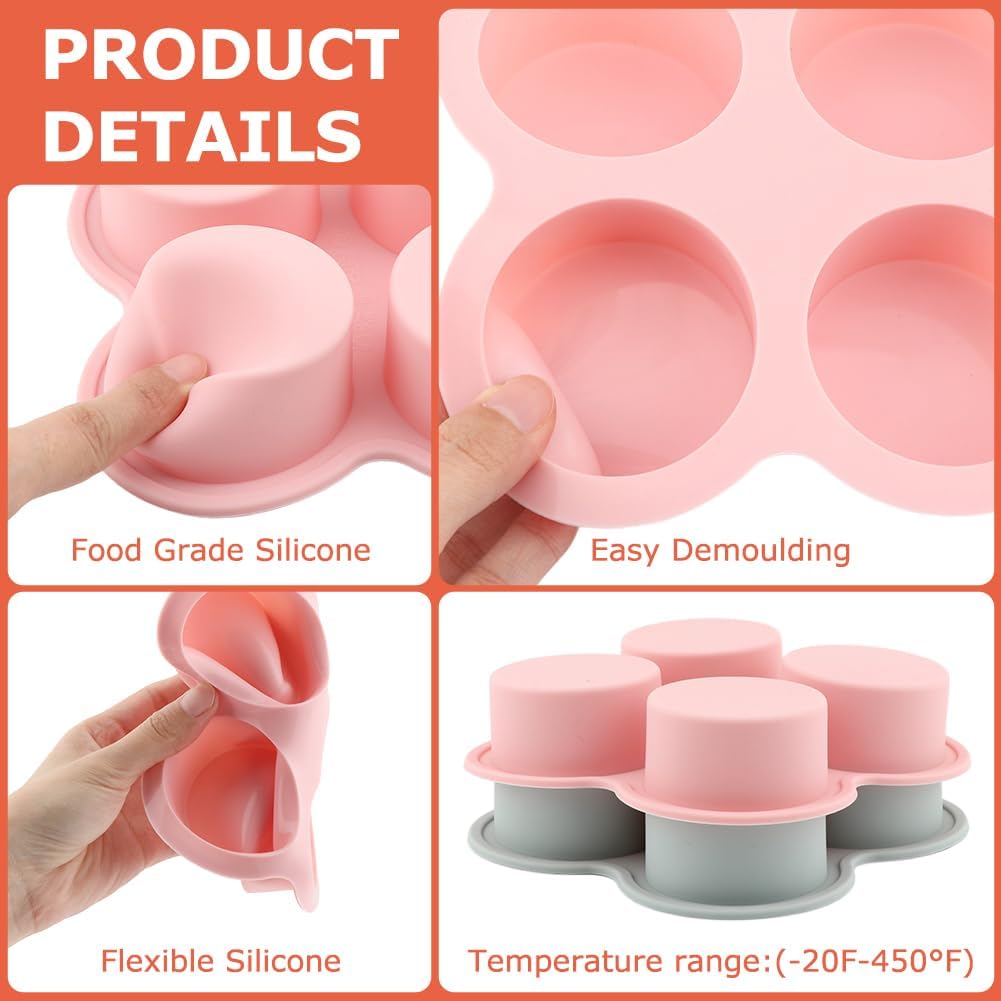 Skiennix Reusable Silicone Air Fryer Egg Mold - 2 Pcs Non-Stick Baking Pan with Oil Brush | Pink & Blue