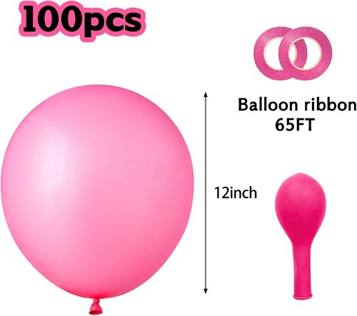 Matte Pink Balloons by [Brand Name] - 100 Pcs 12 Inch for Baby Shower & Birthday Party Decor