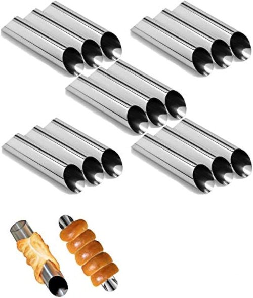 EUICAE Cannoli Tubes - 5-Inch Stainless Steel Non-Stick Cream Horn Molds | Pack of 15