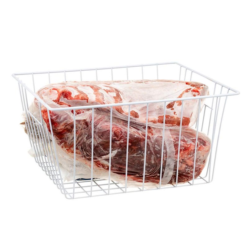 Y.Z.Bros Freezer Organizer Bin, Kitchen Metal Wire Storage Basket, Pantry Cupboard Household Container Divider with Handles, Bathroom, Closet, Bedroom, Office, Rustproof - White（4）