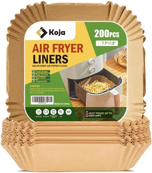 Koja Disposable Parchment Air Fryer Liners - 200 Pcs Non-Stick 8 Inch Baking Paper for Easy Clean & Heat Resistance