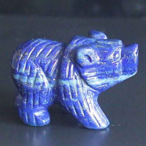 Hand-Carved Lapis Gemstone Bear Figurine | Unique Crystal Animal Sculpture
