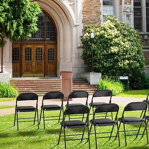 10-Pack Padded Folding Chairs with PU Leather Seats, 350 lbs Capacity