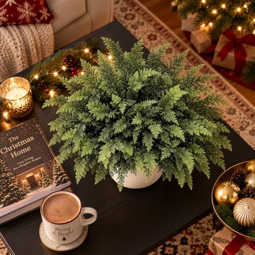 Artificial 18-Inch Cedar Branches for Christmas Decor - 12 Pack