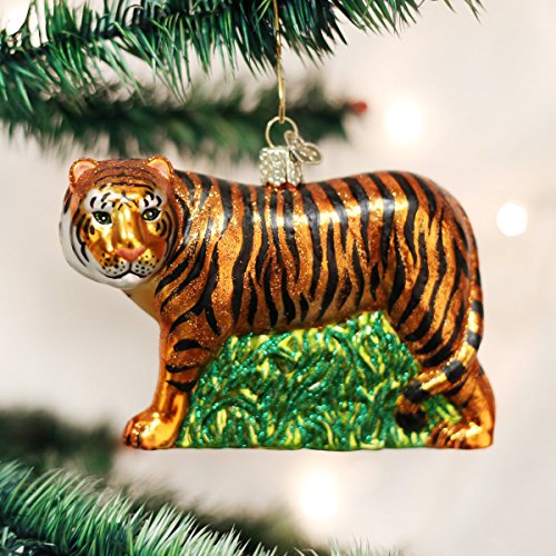Handcrafted Glass Tiger Christmas Ornament, Mouth-Blown Holiday Decor