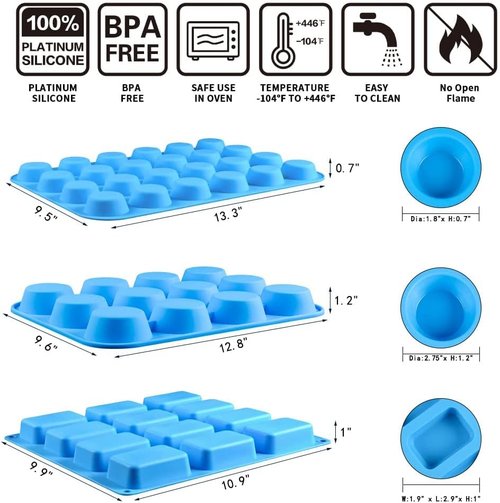 CAKETIME Silicone Muffin Pan | Food Grade 3-Pack Cupcake & Mini Loaf Baking Molds