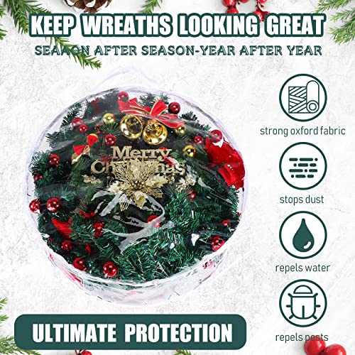 Clear Christmas Wreath Storage Container 24 Inch 4 Pack Xmas Bag