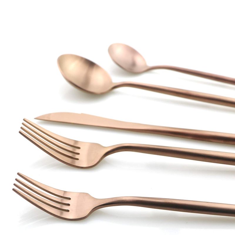 Gugrida Luxury Silverware Royal Cutlery Set - 24 Piece Flatware Set - Service For 4 18/10 Stainless Steel - Matte Rose Gold Finish w/Drinking Straw