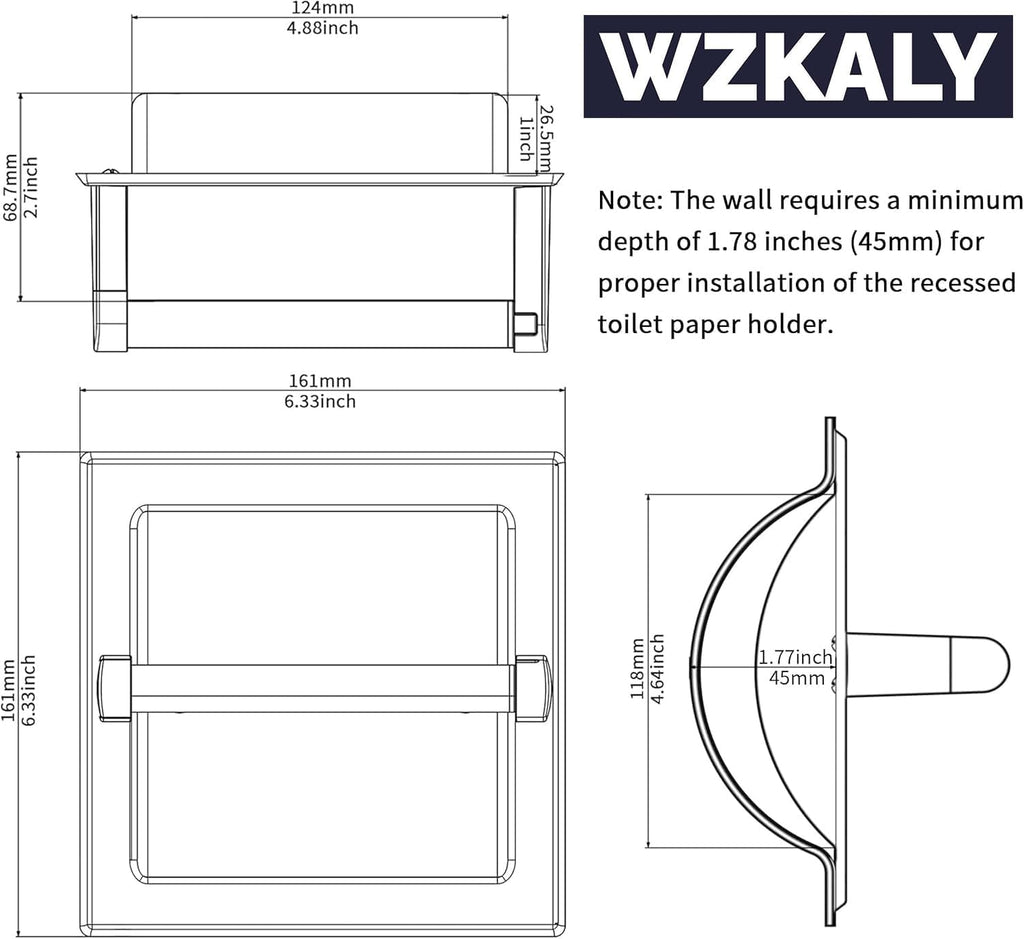 Skiennix Matte Black Toilet Paper Holder - Pivoting Wall Mount for Large Rolls | Stainless Steel Design