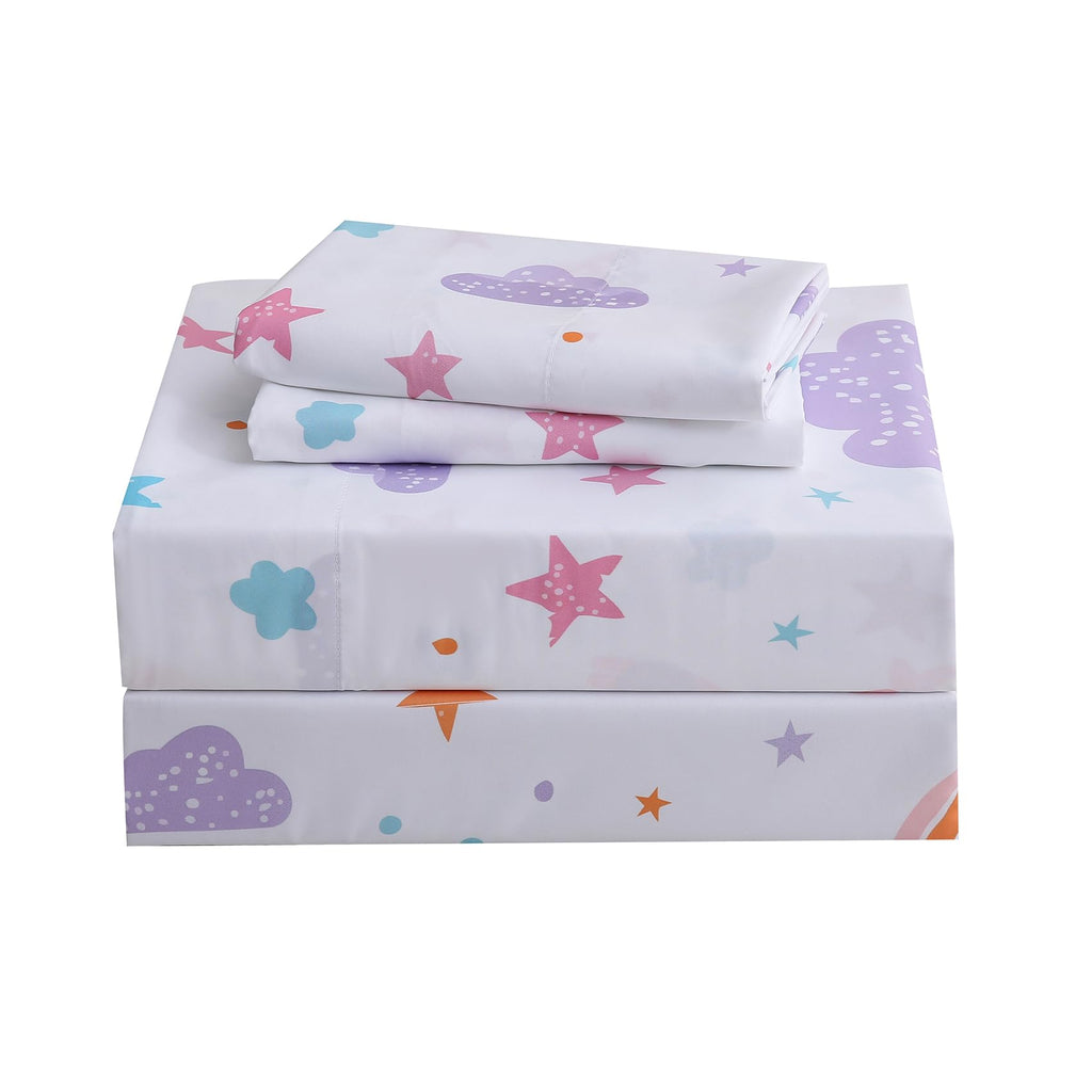 Ocharo Kids Twin Size Sheets Set - Soft Microfiber Bed Sheets 3 Pieces - Deep Pocket Wrinkle Free, Rainbow Printed Bedding Sets Breathable for Girls Teens Toddlers