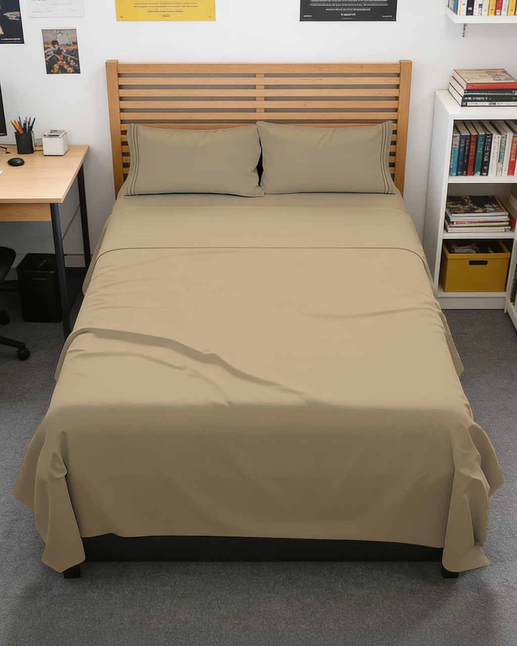 Regine Switzerland Full XL Bed Sheet Set - Soft, Breathable & Cooling 4-Piece Luxury Bedding - Deep Pockets, Fade & Wrinkle Free - Beige