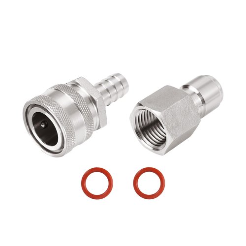 MRbrew Quick Disconnect Set, 304 Stainless Steel 1/2 FPT Female Thread Disconnect 1/2'' Male Barb Brewing Connector Kit Quick Disconnect for Ball Valve & Wort Beer Pumps & Wort Chiller Hose Fitting