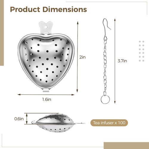 Tea Strainers, Stainless Steel Tea Ball Filters, Loose Leaf Tea Steeper Infusers (100)