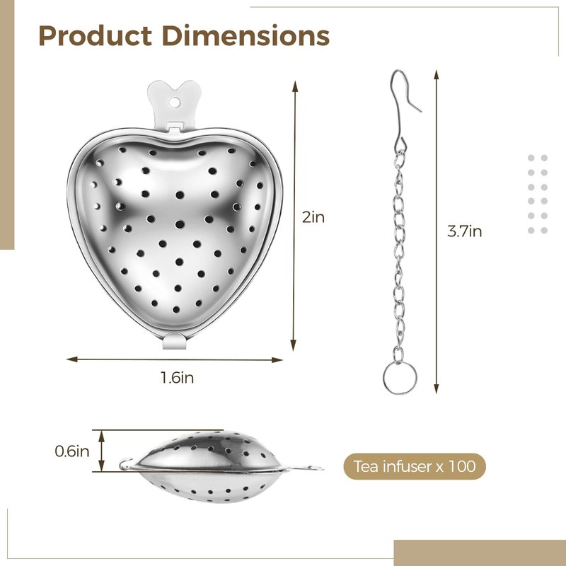 Tea Strainers, Stainless Steel Tea Ball Filters, Loose Leaf Tea Steeper Infusers (100)