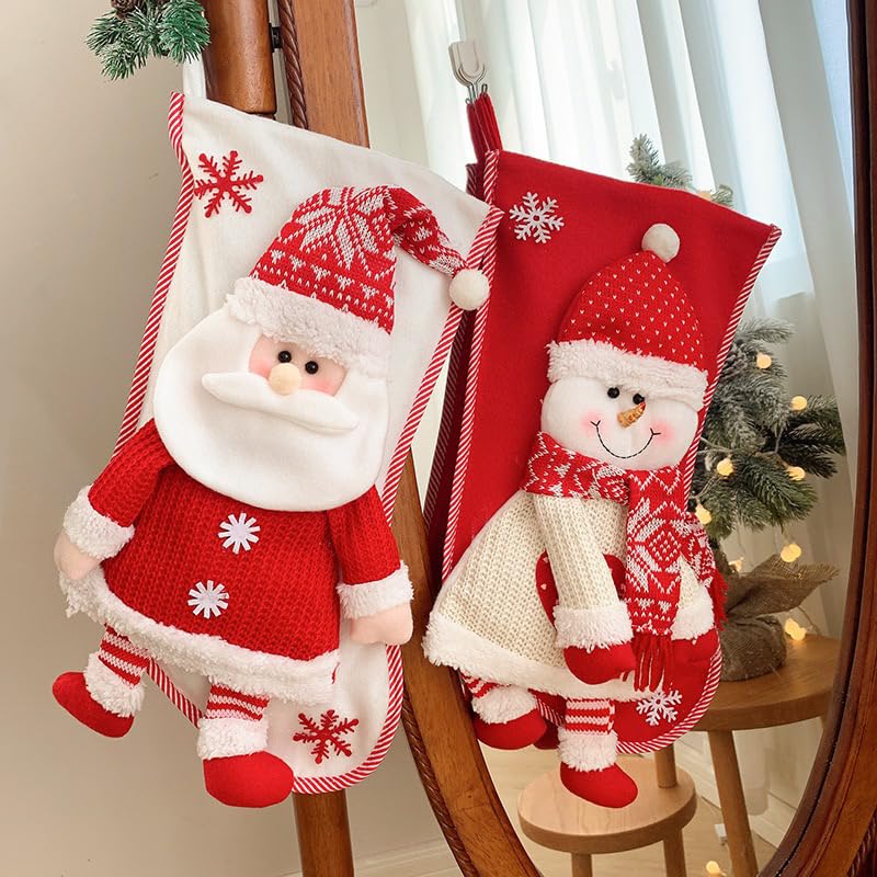 NISEVAN Santa Claus Large Christmas Stocking 18 Inch Knitted Holiday Decor