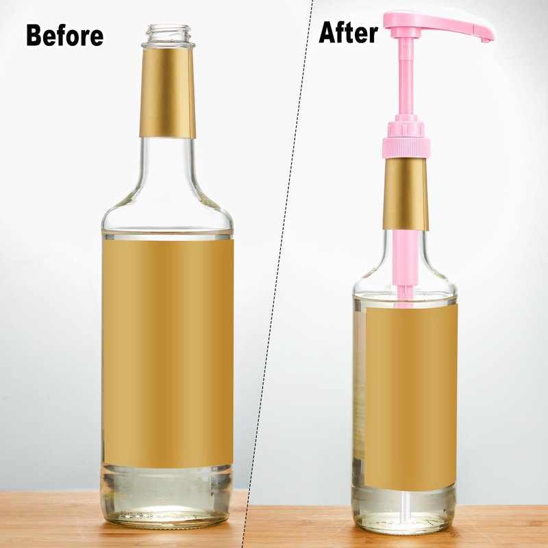 Patelai 10 Pcs Coffee Syrup Pump, Pink Plastic Pumps for Syrup Bottles 750ml - 1L, Reusable Syrup Pump Dispenser