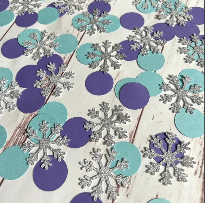 100Pcs Winter Snowflake & Circle Confetti Set for Holiday Parties