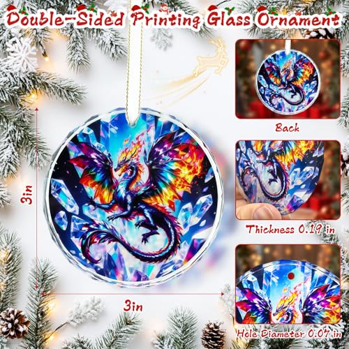 Orange Stained Glass Dragon Christmas Ornament 3-inch Hanging Decor