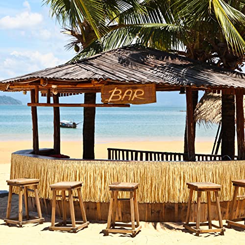 2 Pcs Raffia Grass Table Skirt for Hawaiian Luau and Tropical Party Decor