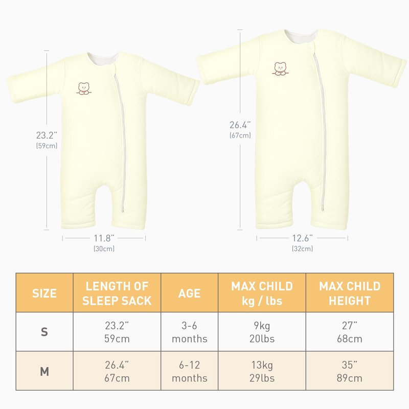 Premium Cotton Baby Sleep Sacks with Legs Winter 6-12 Months 2.5 Tog, Ultra Soft Wearable Blanket Sleeping Bag Sack Easy Diaper Changing, Transition Blanket Unisex Newborn Infant Babies Girls Boys