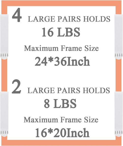Gisde Heavy-Duty Picture Hanging Strips - 16 Pairs (32 Strips) No-Damage Adhesive Wall Hangers