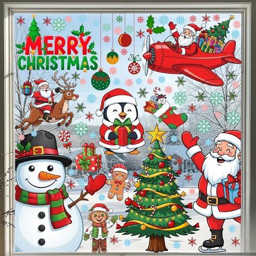 Christmas Window Clings Stickers - 350 Pcs Holiday Decals for Indoor & Outdoor