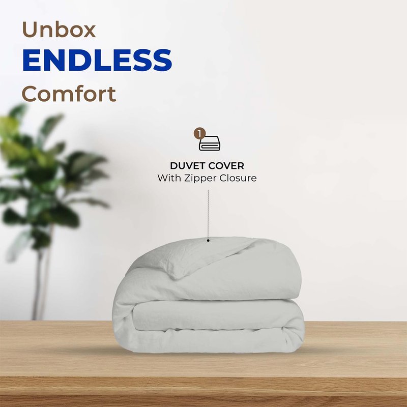 California King/King Duvet Cover, 1000 Series Sateen 1 Piece Egyptian Cotton Quality Duvet Cover, 100% Pure Cotton Comforter Cover, Zipper Closure, 7 Corner Ties - (Silver)