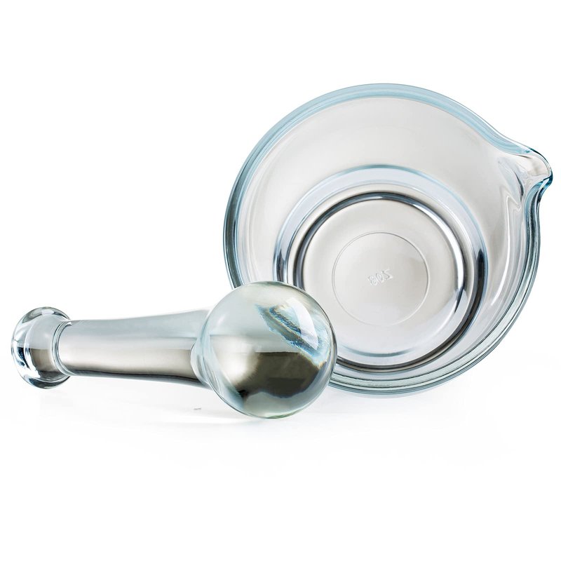 Ultrassist 8oz Glass Mortar and Pestle Bowl, Medicine Grinder and Mixer for Pharmacy or Science Lab