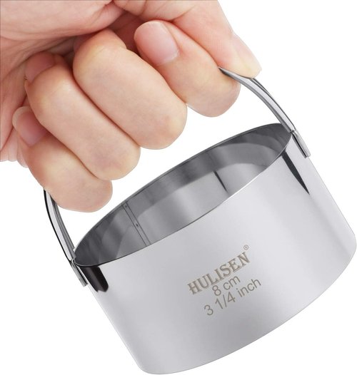 HULISEN Biscuit Cutter Set - 5 Professional Round Cookie Cutters with Handle | Ideal Baking Tools
