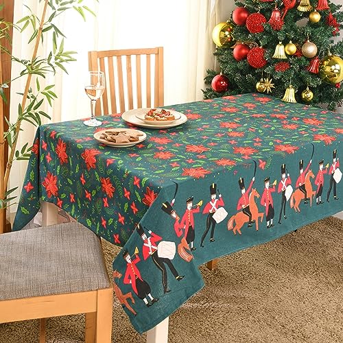 Folkulture Christmas Rectangular Table Cloth 60x102 Inch with Nutcracker Design