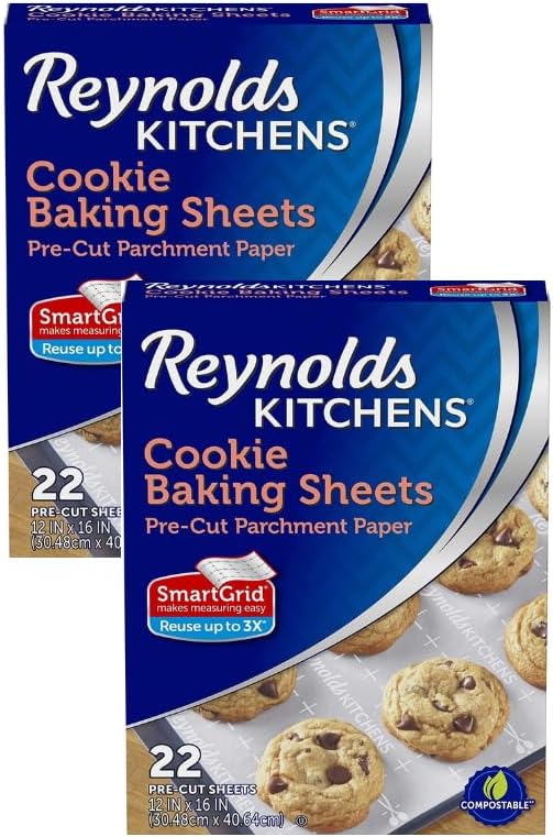 Reynolds Kitchens Parchment Paper Baking Sheets - Pre-Cut, 22 Sheets Per Pack, Perfect for Cookies