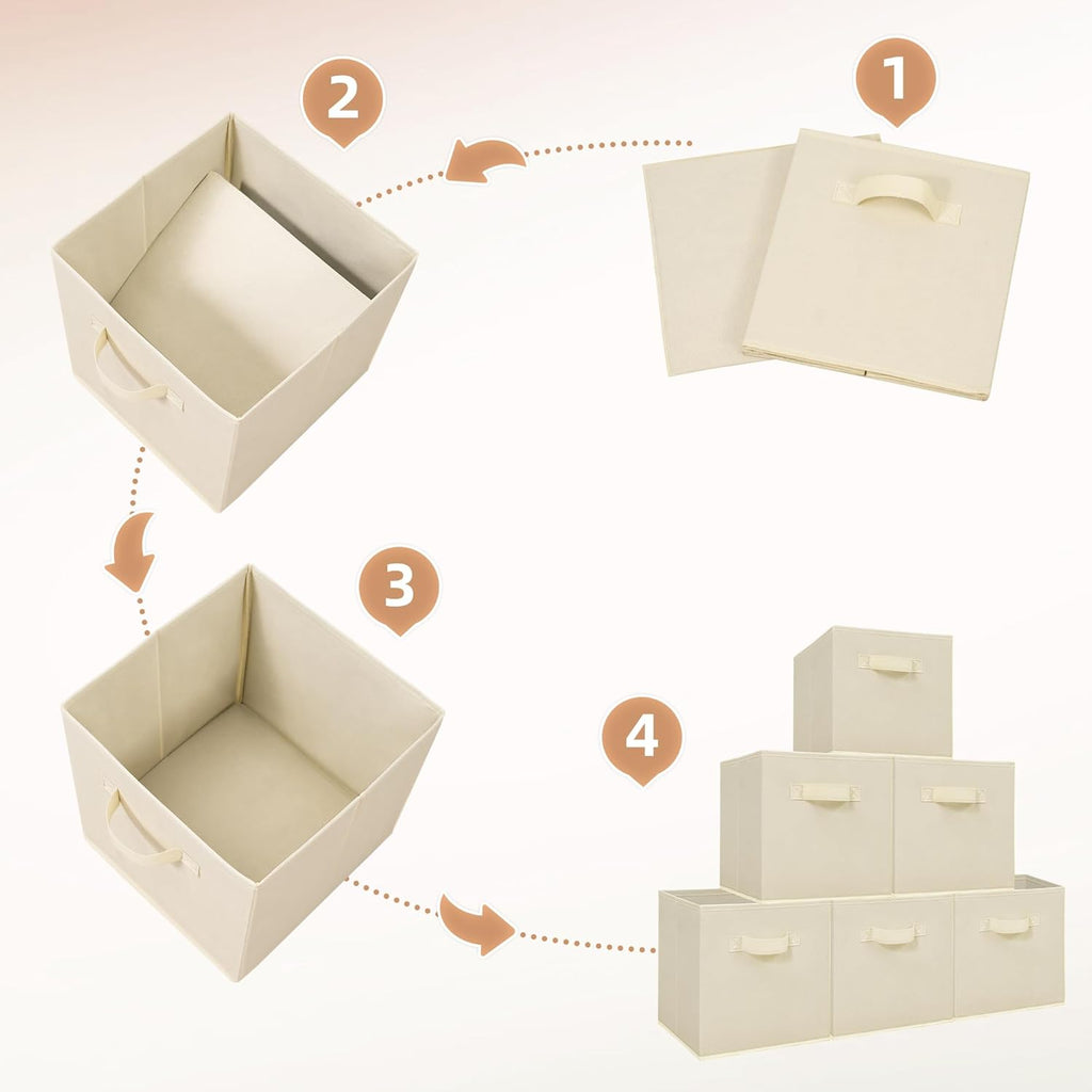 **Storage Maniac 11-Inch Collapsible Storage Cubes - Durable Fabric Bins for Closet & Office | 4-Pack Beige**