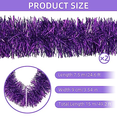 Ohiyoo Purple Tinsel Garland 50 Feet Christmas & Party Decor