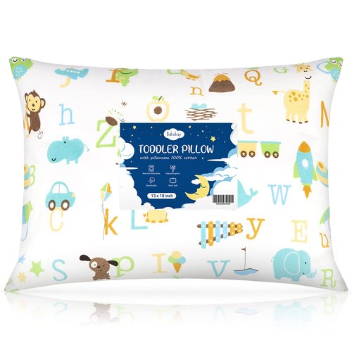 Babebay Toddler Pillow - Soft Cotton, Machine Washable | 13x18 Inches for Comfortable Sleep