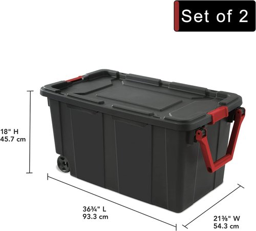 Heavy-Duty 40 Gallon Storage Bins by [Brand Name] - Durable Plastic Containers with Secure Lids | Stackable 2 Pack